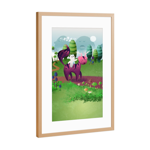 Poster mit Rahmen Kupfer "Traumreise im Zauberwald" artboxONE - Für Kinder,Tiere,Fiktion