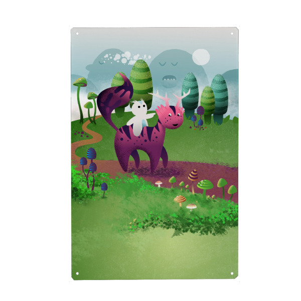 Holzbild "Traumreise im Zauberwald" artboxONE - Für Kinder,Tiere,Fiktion