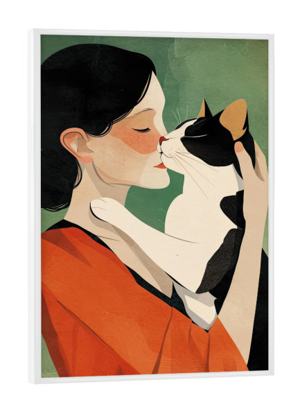 Poster mit weißem Rahmen "Ich liebe dich, Kitty B" artboxONE - Tiere,Menschen - Katze,Tier,Mädchen,Liebe,Kätzchen,Frau,Porträt