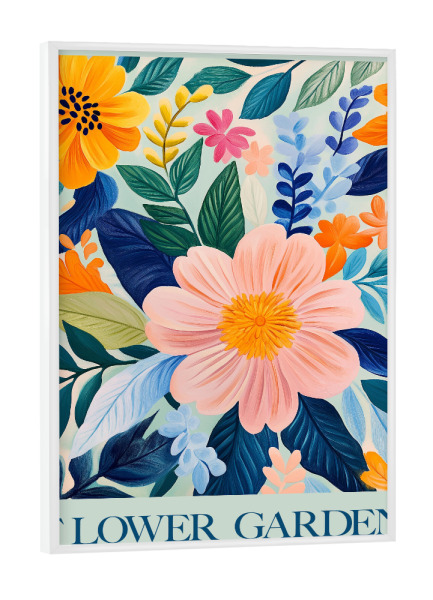Poster mit weißem Rahmen "Sonnige Blüten Garten" artboxONE - Typografie,Natur,Floral