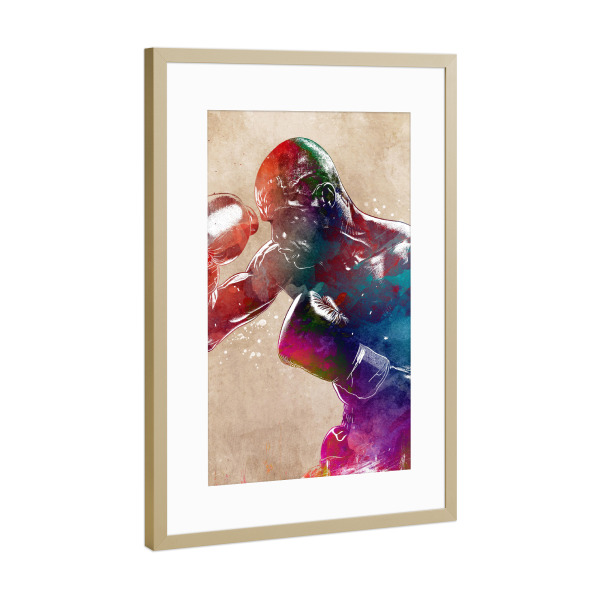 Poster mit Rahmen Gold "Boxsportkunst I" artboxONE - Sport,Sport / Motivation - Box,Boxer,Boxen,Sport,Grafik