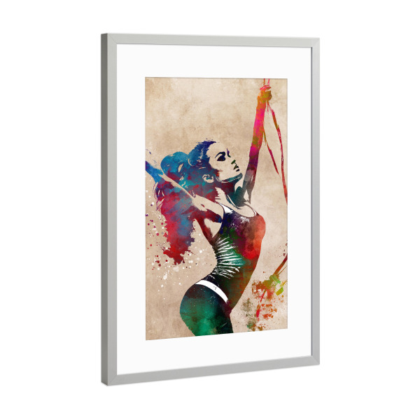 Poster mit Rahmen Silber "Fitness Gymnastik Sport Kunst E" artboxONE - Sport,Sport / Motivation - Fitness,Bewegung,Gymnastik,Sport,Grafik