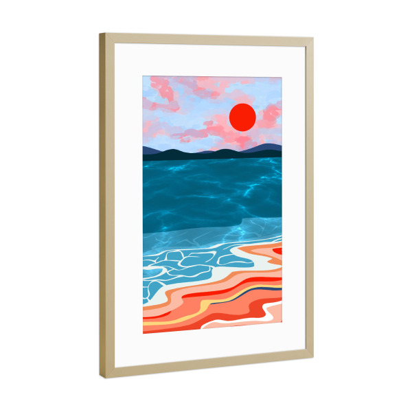 Poster mit Rahmen Gold "Küstenfarben Sand und Meer" artboxONE - Natur,Reise,Reise / Strand und Meer