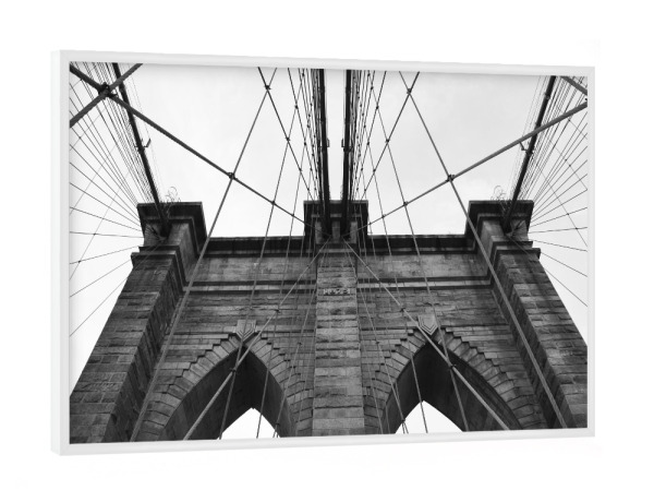 Poster mit weißem Rahmen "The Brooklyn Bridge" artboxONE - Städte / New York,Reise,Schwarzweiß,Architektur,Reise / Länder