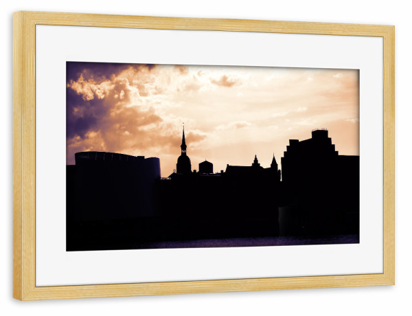 Poster mit Rahmen kiefer "Stralsunds Skyline" artboxONE - Städte,Reise,Architektur,Reise / Strand und Meer,Reise / Länder