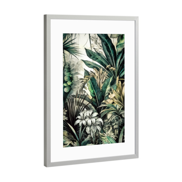 Poster mit Rahmen Silber "Tropische Flora C" artboxONE - Natur,Floral - Flora,Natur,Botanisch,Wald,Tropisch,Blätter