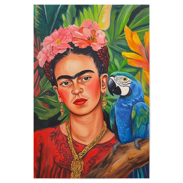 Poster 30x20 cm "Frida Poesie und Papagei" artboxONE - Floral,Tiere,Menschen