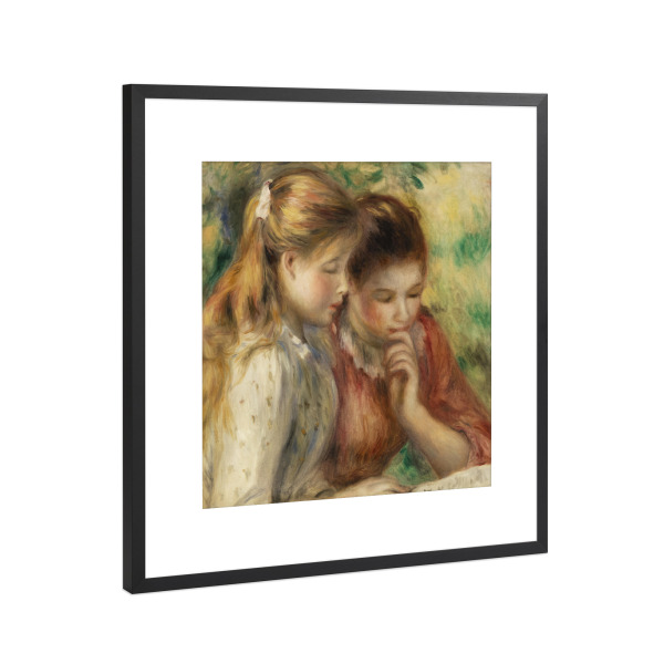 Poster mit Rahmen Schwarz (Metallic) "Mädchen lesen" artboxONE - Für Kinder,Menschen,Liebe,Für Mama,Für Papa