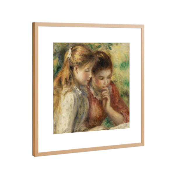 Poster mit Rahmen Kupfer "Mädchen lesen" artboxONE - Für Kinder,Menschen,Liebe,Für Mama,Für Papa