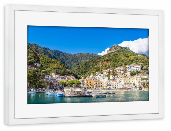 Poster mit Rahmen weiß "Hafen von Cetara" artboxONE - Natur,Reise,Architektur,Reise / Strand und Meer,Reise / Länder
