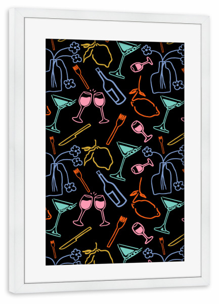 Poster mit Rahmen weiß "Mitternachtsfest" artboxONE - Abstrakt,Essen & Trinken / Alkohol