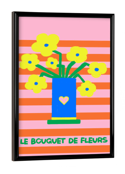 Poster mit schwarzem Rahmen "Bouquet voller Freude" artboxONE - Typografie,Natur,Floral