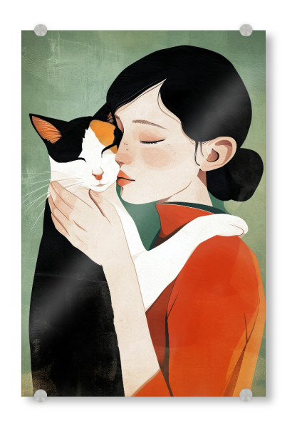Acrylglasbild "Ich liebe dich, Kitty A" artboxONE - Tiere,Menschen - Katze,Mädchen,Liebe,Tier,Kätzchen,Porträt