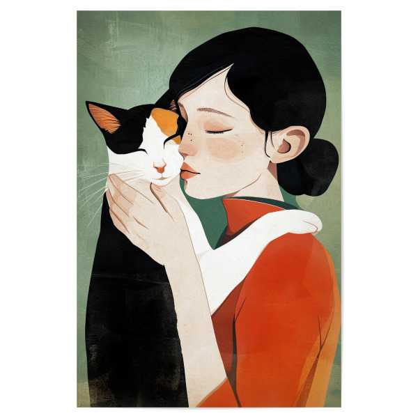 Poster "Ich liebe dich, Kitty A" artboxONE - Tiere,Menschen - Katze,Mädchen,Liebe,Tier,Kätzchen,Porträt