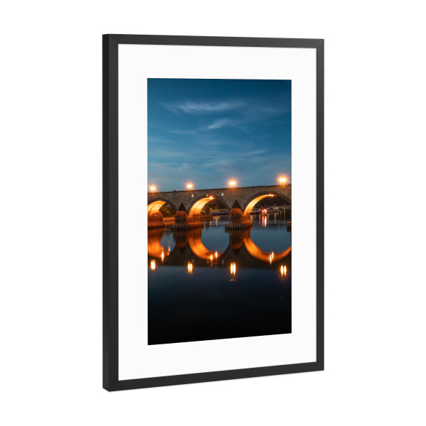 Poster mit Rahmen Schwarz (Metallic) "Balduinbrücke" artboxONE - Städte,Architektur