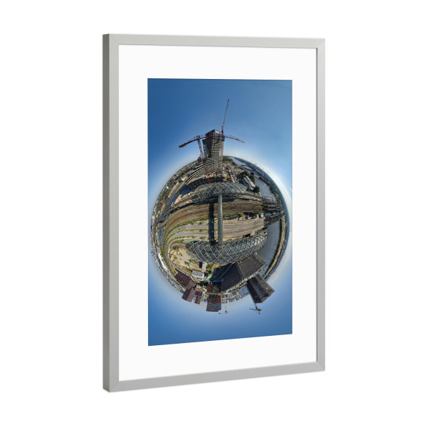 Poster mit Rahmen Silber "U-S-Bahn Elbbrücken-Hamburg, H50m" artboxONE - Städte,Städte / Hamburg,Reise,Architektur,Reise / Länder