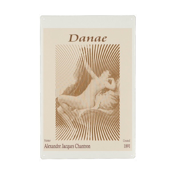 Holzbild "Danae (1891)" artboxONE - Abstrakt - Digitale malerei,Illustrativ,Strichzeichnungen,Minimalistisch,Monochromatisch,Menschen,Geometrisch