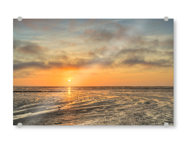 Acrylglasbild "Wattenmeer bei Sonnenaufgang" artboxONE - Natur,Reise,Reise / Strand und Meer