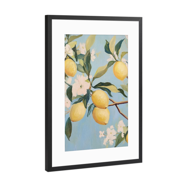 Poster mit Rahmen Schwarz (Metallic) "Zitronenbaum" artboxONE - Natur,Floral,Essen & Trinken