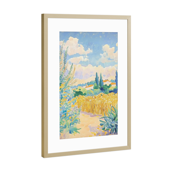 Poster mit Rahmen Gold "Abstraktes Weizenfeld" artboxONE - Natur,Reise,Floral,Abstrakt