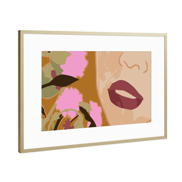 Poster mit Rahmen Gold "Lila Leidenschaft" artboxONE - Floral,Menschen