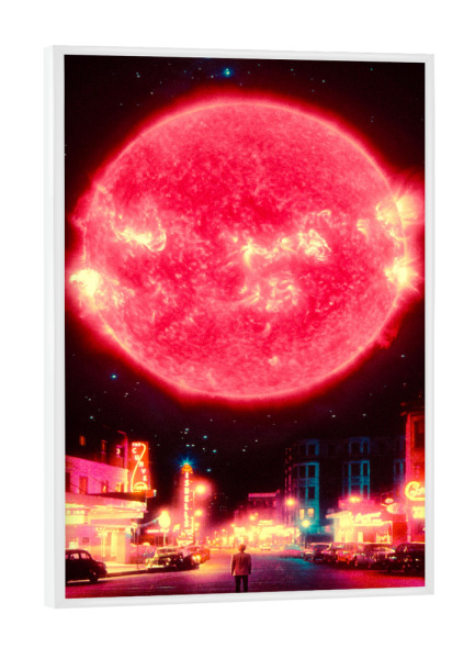 Poster mit weißem Rahmen "Neon-Einbruch der Dunkelheit" artboxONE - Städte,Städte / Chicago,Galaxy