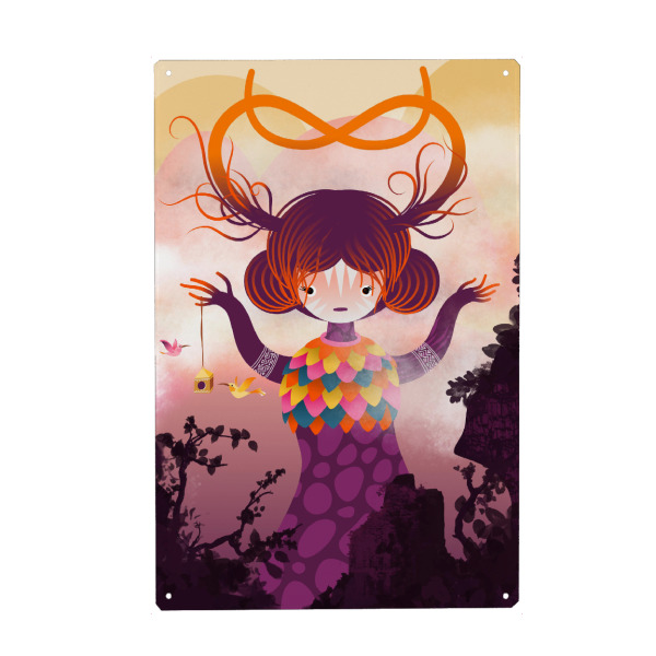 Metall Poster "Magische Wächterin der Lüfte" artboxONE - Floral,Für Kinder,Tiere,Fiktion