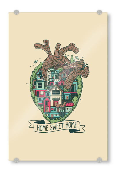 Acrylglasbild "Zuhause, süßes Zuhause, Herz" artboxONE - Liebe - Zuhause,Heimat,Süßes zuhause,Herz,Liebe,Heiligtum,Familie,Süß,Erinnerungen,Komfort