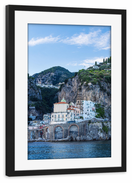 Poster mit Rahmen schwarz "Atrani und Berge" artboxONE - Natur,Reise,Architektur,Reise / Strand und Meer,Reise / Länder