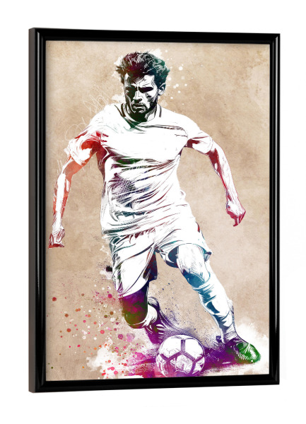 Poster mit schwarzem Rahmen "Fußballspieler Sportkunst J" artboxONE - Sport,Sport / Fußball