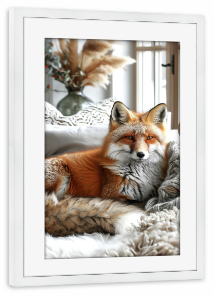 Poster mit Rahmen weiß "Fuchs Tierkunst F" artboxONE - Tiere - Fuchs,Tier,Tiere,Grafik,Illustration