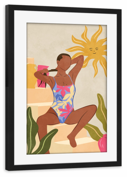 Poster mit Rahmen schwarz "Unter der lächelnden Sonne" artboxONE - Floral,Menschen