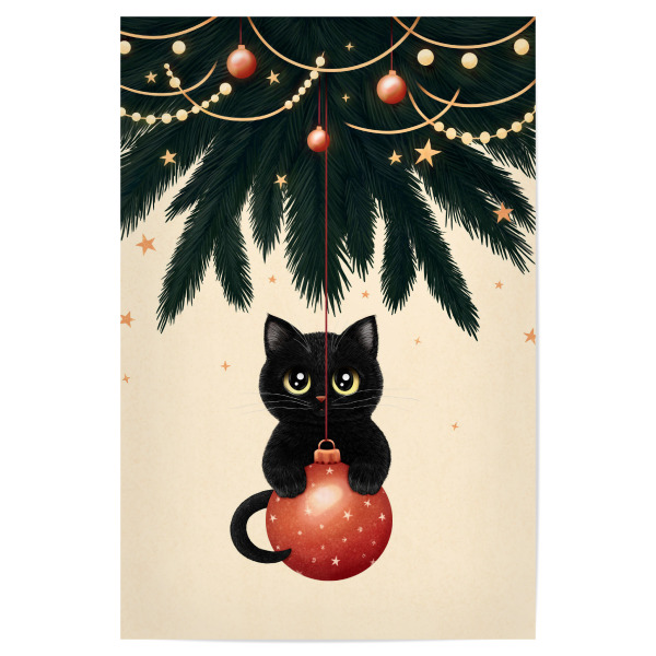 Poster "Katze unter Weihnachtsbaum" artboxONE - Für Kinder,Tiere,Comic,Weihnachten,Lustig