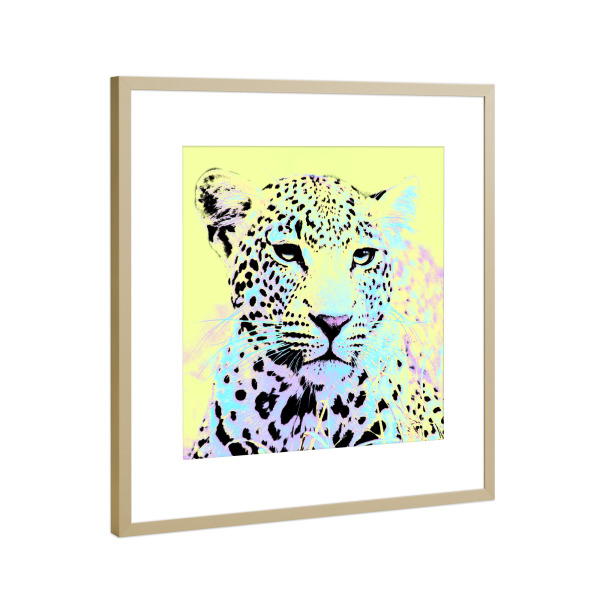 Poster mit Rahmen Gold "Leo Pop Art" artboxONE - Natur,Tiere,Reise / Afrika
