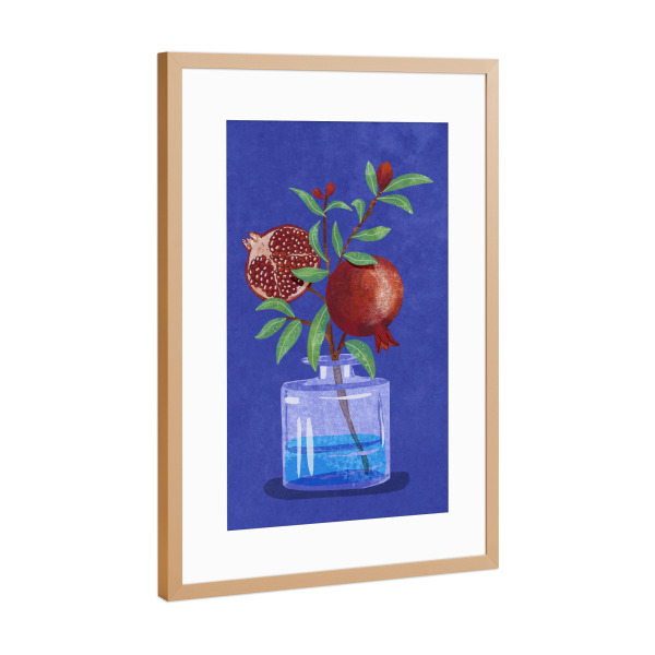 Poster mit Rahmen Kupfer "Granatapfelzweig in Vase" artboxONE - Natur,Floral,Für Mama,Essen & Trinken / Obst & Gemüse