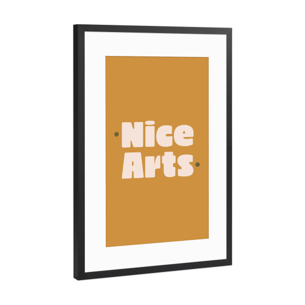 Poster mit Rahmen Schwarz (Metallic) "Nice Arts" artboxONE - Typografie - Typography,Scandi,Golden,Minimal,Art print,Type