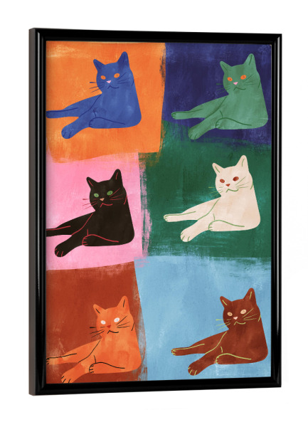 Poster mit schwarzem Rahmen "Pop Cats von TAS" artboxONE - Natur,Tiere,Abstrakt