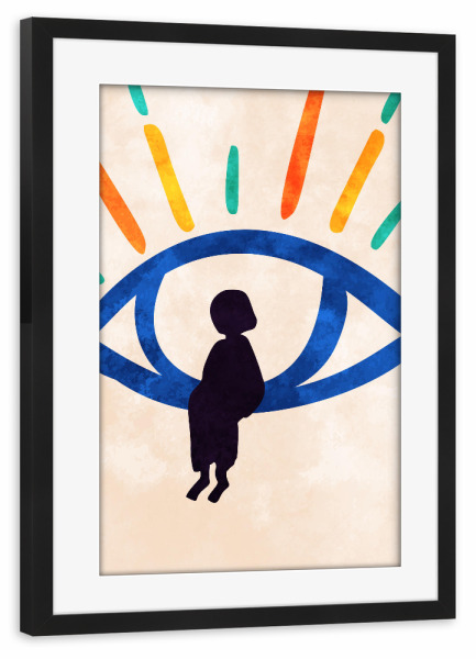 Poster mit Rahmen schwarz "Eye of Silence, Rays of Hope" artboxONE - Abstrakt,Menschen