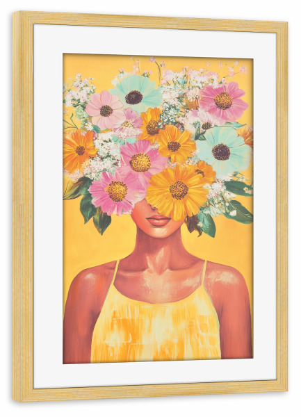 Poster mit Rahmen kiefer "Femininer Blütenzauber Mia" artboxONE - Natur,Floral,Menschen