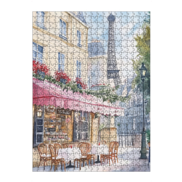Puzzle Ravensburger "Pariser Straßencafé" artboxONE - Städte / Paris - Paris,Café,Pariser café,Eiffel,Eiffelturm,Café im freien,Aquarell