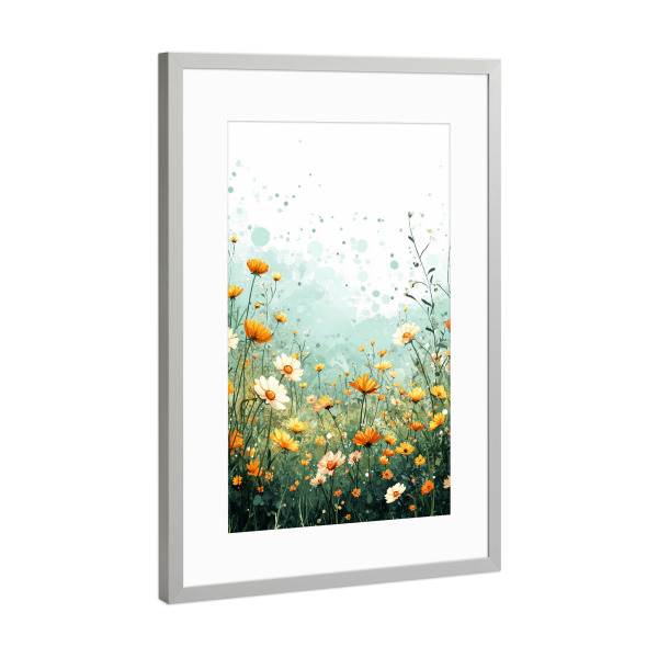 Poster mit Rahmen Silber "Wiese voller Blumen C (matart)" artboxONE - Natur,Floral - Blumen,Wiese,Natur,Modern,Kunst