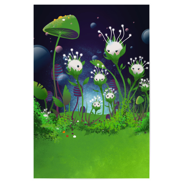 Poster "Leuchtende Blütenfreunde" artboxONE - Floral,Für Kinder,Fiktion