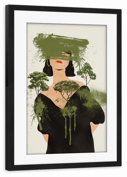 Poster mit Rahmen schwarz "Kein Leben ohne Wälder von TAS" artboxONE - Natur,Floral,Abstrakt