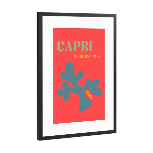 Poster mit Rahmen Schwarz (Metallic) "Capri Italy Love" artboxONE - Typografie,Natur,Reise / Strand und Meer