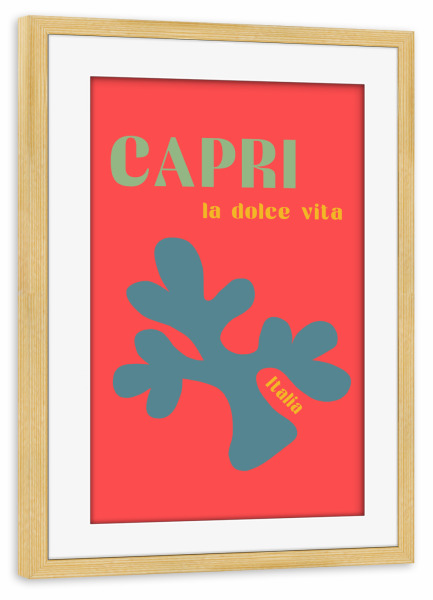 Poster mit Rahmen kiefer "Capri Italy Love" artboxONE - Typografie,Natur,Reise / Strand und Meer