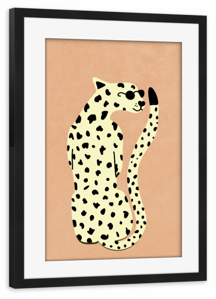 Poster mit Rahmen schwarz "Cooler Leopard" artboxONE - Für Kinder,Tiere