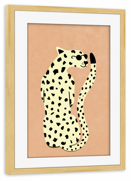 Poster mit Rahmen kiefer "Cooler Leopard" artboxONE - Für Kinder,Tiere