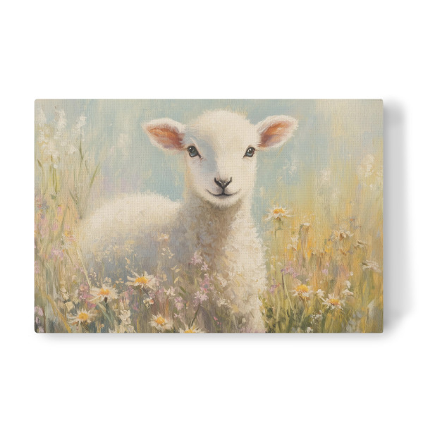 Leinwandbild "Baby-Lamm im Feld" artboxONE - Natur,Floral,Tiere - Kinderzimmer,Kinderzimmerdekoration,Kinderzimmerdekoration,Lamm,Schaf