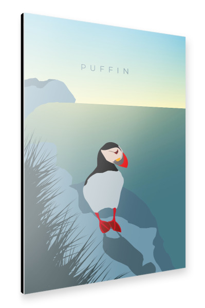 Alu-Dibond "Puffin an Islands Küste" 30x20 cm artboxONE
