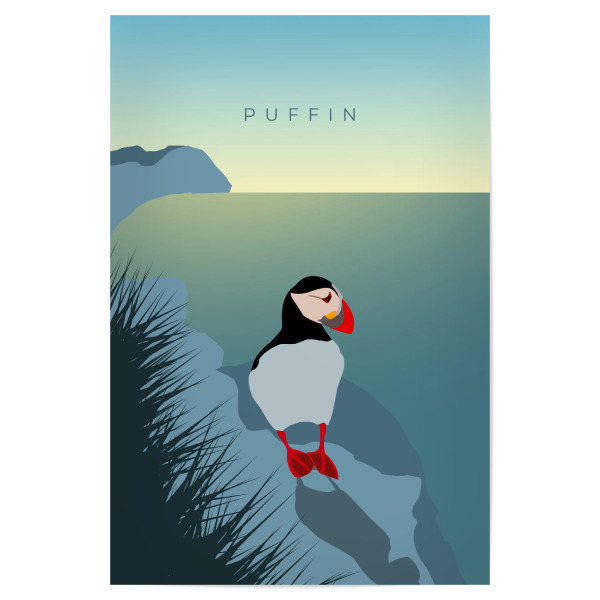Poster "Puffin an Islands Küste" artboxONE - Natur,Reise,Reise / Strand und Meer